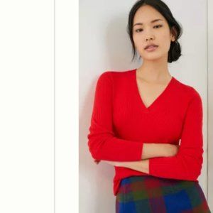 NWOT Maeve by Anthropologie Thea Ribbed Deep V-neck Sweater